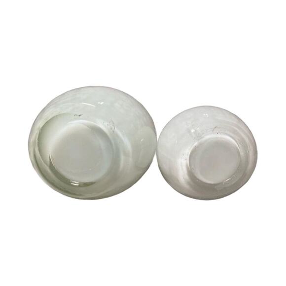 Vintage White Hand Blown Art Glass Vases, Set of 2, 13" Tall - Picture 6 of 7